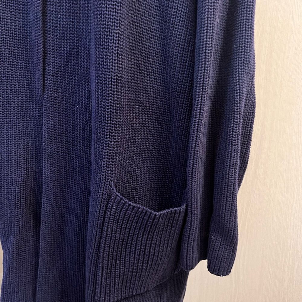 Lauren Ralph Lauren Cotton Knit Long Hooded Open-front Cardigan w Pockets 1X - Picture 8 of 12